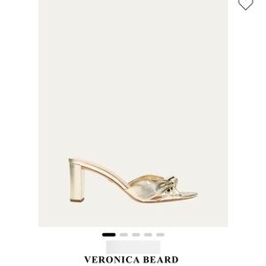 Veronica Beard Gold Metallic Knot Slide Sandal